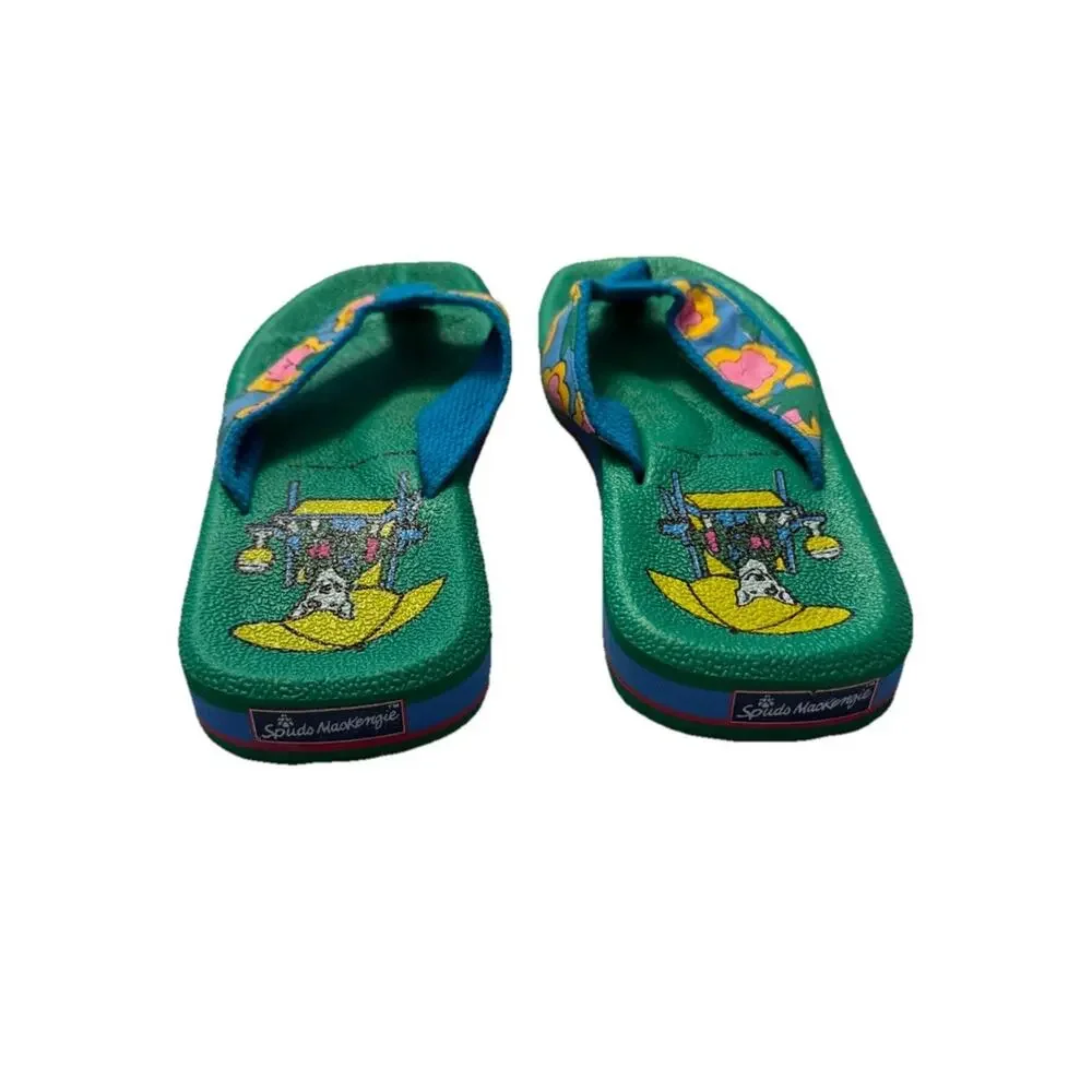 Vintage New SPUDS MACKENZIE Flip Flops Bud Light Original Party Animal Size 7